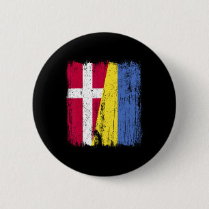 Badge Rond 5 Cm Drapeau moitié Danemark Ukraine Patrimoine danois