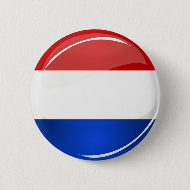 Badge Rond 5 Cm Drapeau néerlandais rond brillant (Devant)