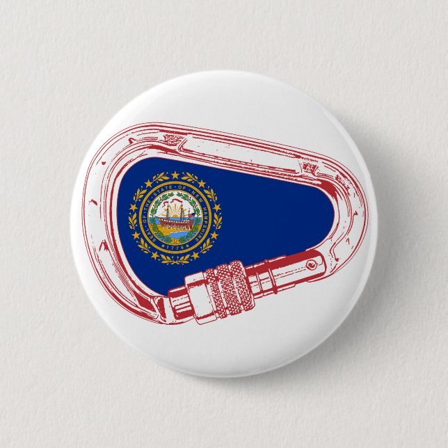 Badge Rond 5 Cm Drapeau New Hampshire Escalade carabiner (Devant)