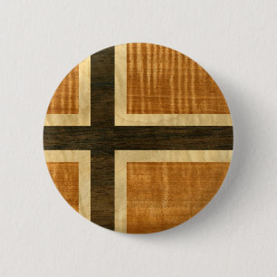 Badge Rond 5 Cm Drapeau norvégien Norsk en bois Flagg - kongerike