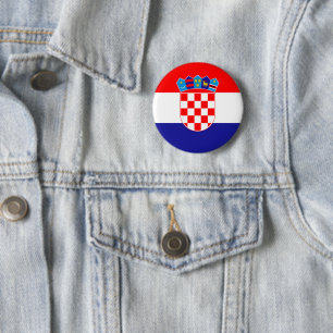 Badge Rond 5 Cm Drapeau Officiel de la Croatie Bouton d'Emblème
