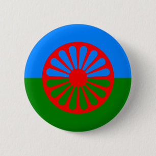 Badge Rond 5 Cm Drapeau officiel des Tziganes roumains