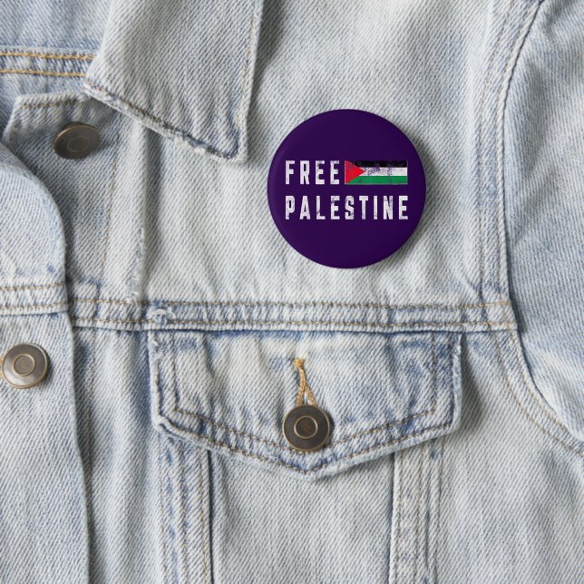 Badge Rond 5 Cm Drapeau palestinien libre (En situation)