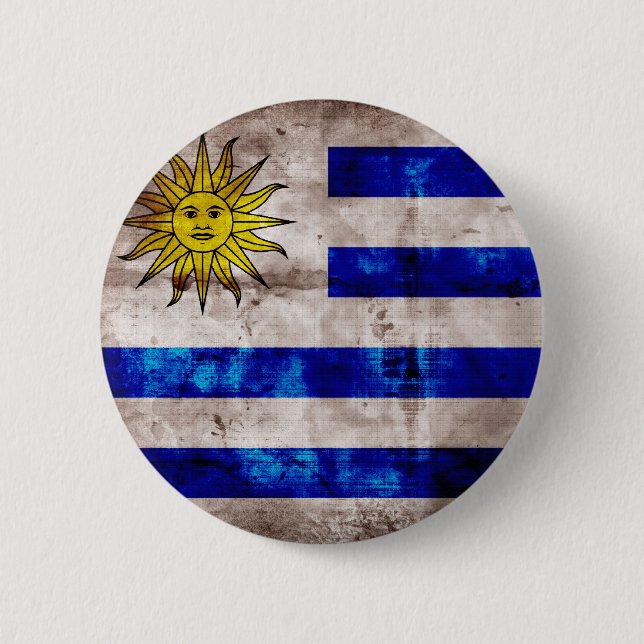 Badge Rond 5 Cm Drapeau patiné de l'Uruguay (Devant)