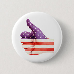 Badge Rond 5 Cm Drapeau Patriotique Américain couleur Main Comme l