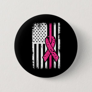 Badge Rond 5 Cm Drapeau rose Ruban Cancer du sein Mois 1