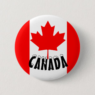 Badge Rond 5 Cm Drapeau rouge clair Feuille d'érable Canada