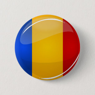 Badge Rond 5 Cm Drapeau roumain rond brillant