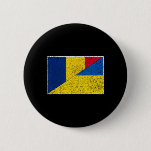 Badge Rond 5 Cm Drapeau Roumanie Ukraine Fierté Roumaine Ukrainien
