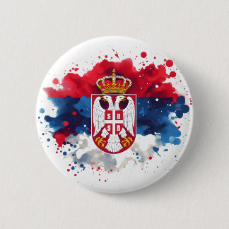 Badge Rond 5 Cm Drapeau serbe Serbie