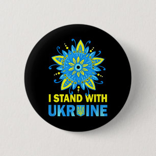 Badge Rond 5 Cm Drapeau Stand With Ukraine Anti-Poutine Non à la g