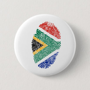 Badge Rond 5 Cm Drapeau sud-africain d'empreinte digitale de
