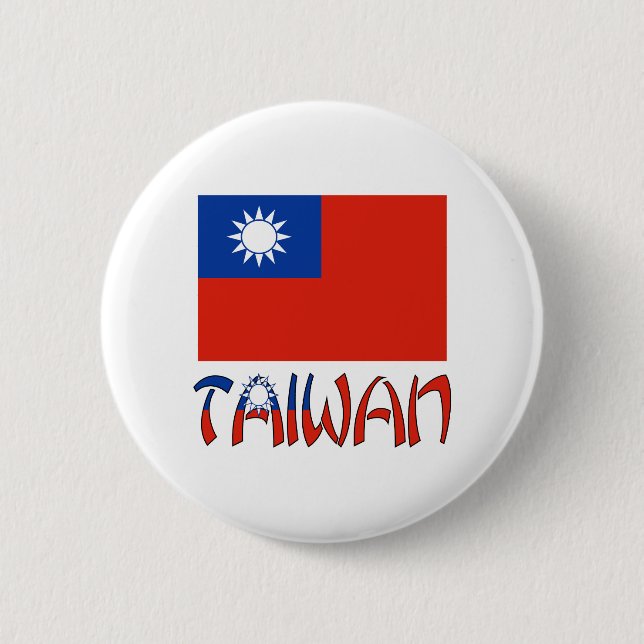 Badge Rond 5 Cm Drapeau taïwanais avec Taïwan (Devant)