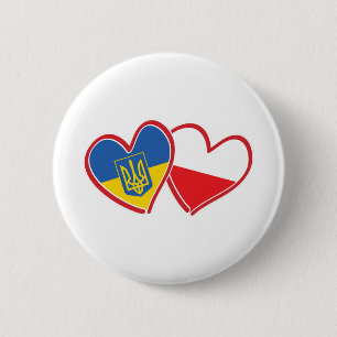 Badge Rond 5 Cm Drapeau Ukraine-Pologne