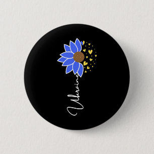 Badge Rond 5 Cm Drapeau Ukraine Tournesol Cœur