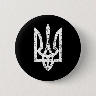 Badge Rond 5 Cm Drapeau ukrainien avec armoiries Ukraine