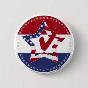 Badge Rond 5 Cm Drapeau USA 2024 Étoile Coche