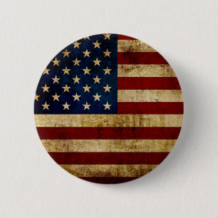 Badge Rond 5 Cm Drapeau USA / Grunged