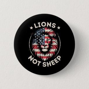 Badge Rond 5 Cm Drapeau USA, LIONS ET NON MOUTONS