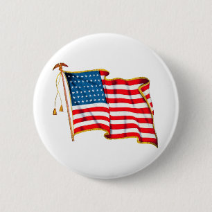 Badge Rond 5 Cm Drapeau vintage patriotique américain, le 4 juille