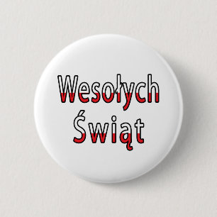 Badge Rond 5 Cm Drapeau Wesolych Swiat