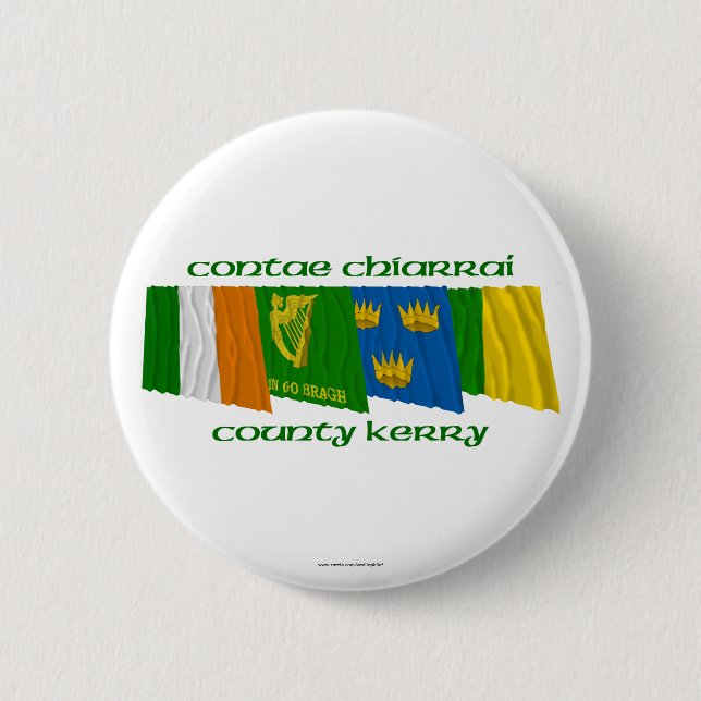 Badge Rond 5 Cm Drapeaux de Kerry du comté (Devant)