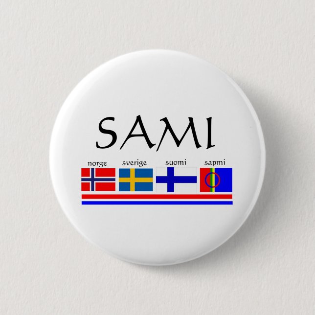 Badge Rond 5 Cm Drapeaux samis et scandinaves (Devant)