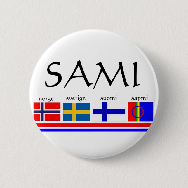 Badge Rond 5 Cm Drapeaux samis et scandinaves (Devant)