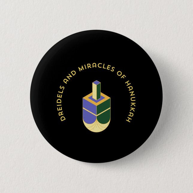 BADGE ROND 5 CM DREIDELS AND MIRACLES OF HANUKKAH (Devant)