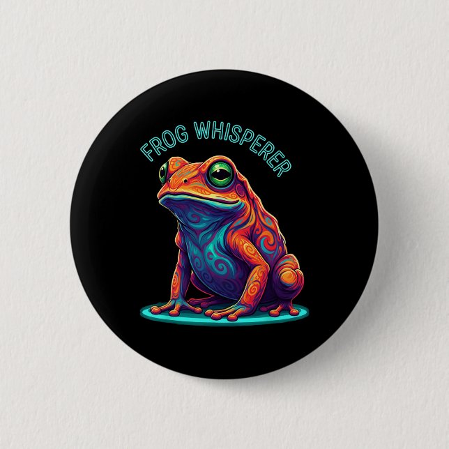 Badge Rond 5 Cm Dresseur de grenouilles Dessin animé animalier pou (Devant)