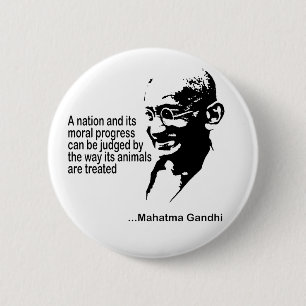 Badge Rond 5 Cm Droits des animaux de Mahatma Gandhi