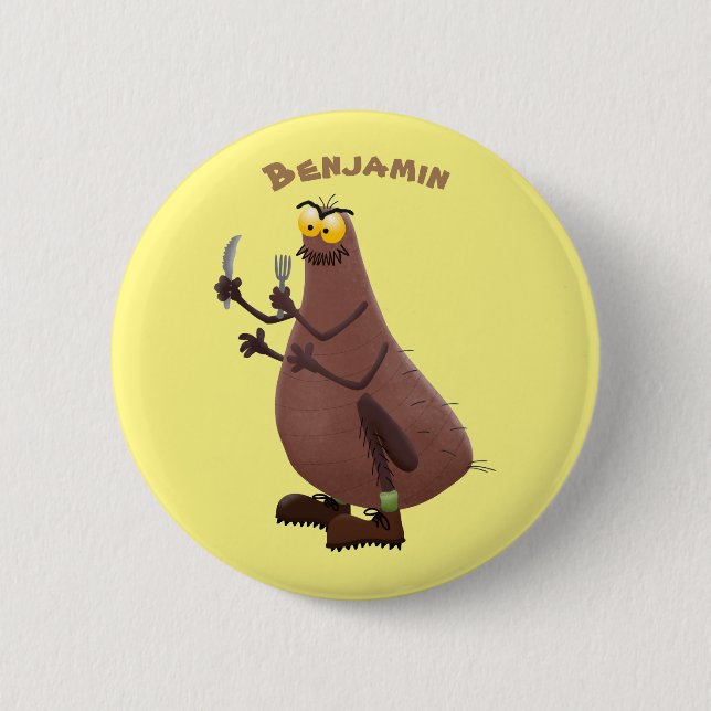 Badge Rond 5 Cm Drôle affamé pulette affamée dessin animé (Devant)