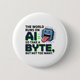 Badge Rond 5 Cm Drôle AI Byte Citation - Geek technique Humour