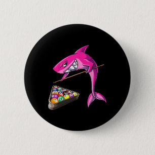 Badge Rond 5 Cm Drôle Billard piscine requin Femme