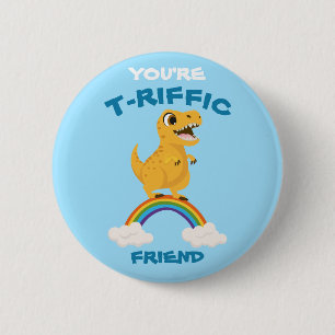 Badge Rond 5 Cm Drôle cadeau de la Saint Valentin Dinosaure bleu t