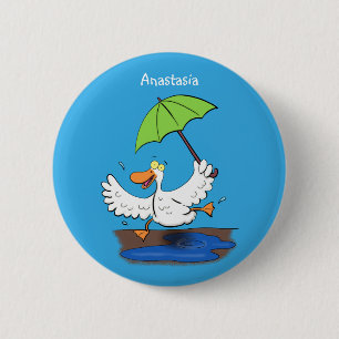 Badge Rond 5 Cm Drôle canard avec parapluie dessin animé