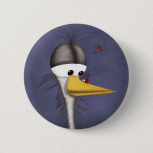Badge Rond 5 Cm Drôle Cartoon Egret
