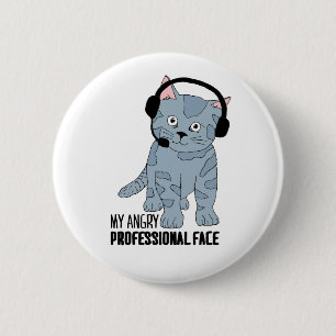 Badge Rond 5 Cm Drôle Chat souriant professionnel Epic Sarcastique