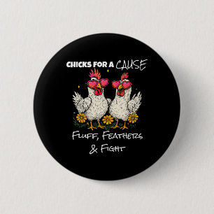 Badge Rond 5 Cm Drôle Chicken Breast Cancer Sensibilisation Poussi