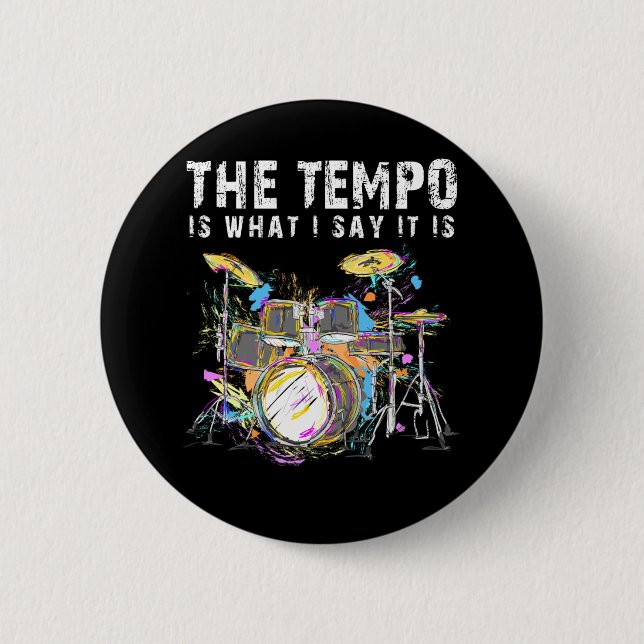 Badge Rond 5 Cm Drôle Citation Drummer Drumset Rock Musicien (Devant)