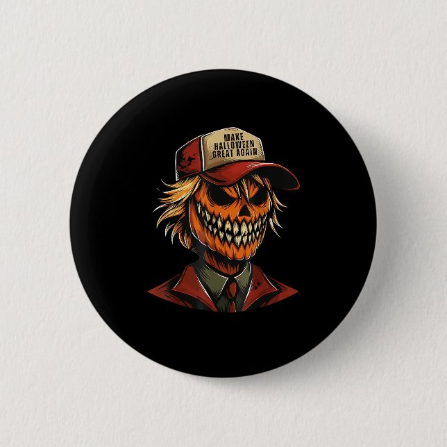 Badge Rond 5 Cm Drôle Citrouille de Trumpkin Squelette faire Hallo (Devant)