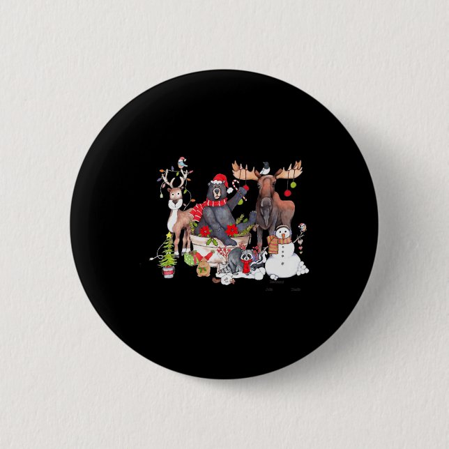Badge Rond 5 Cm Drôle Critère Woodland Noël Rassemblement Pour Ani (Devant)