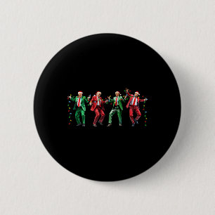 Badge Rond 5 Cm Drôle danse Trump Père Noël Noël Xmas Pyjama