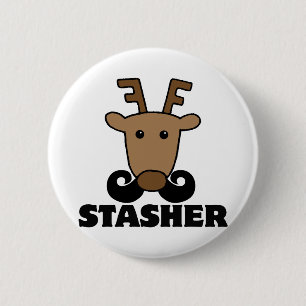 Badge Rond 5 Cm drôle dash stasher moustache renne
