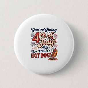 Badge Rond 5 Cm Drôle de 4 juillet Hot Dog Vintage Conception de T