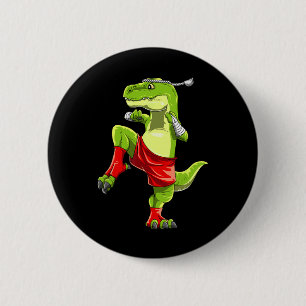 Badge Rond 5 Cm Drôle de Muay Thai T-rex - Boxe Thaïlandaise 