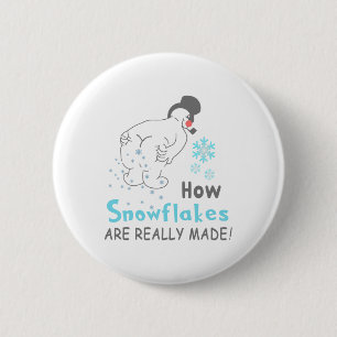 Badge Rond 5 Cm Drôle de neige Comment les flocons de neige sont v