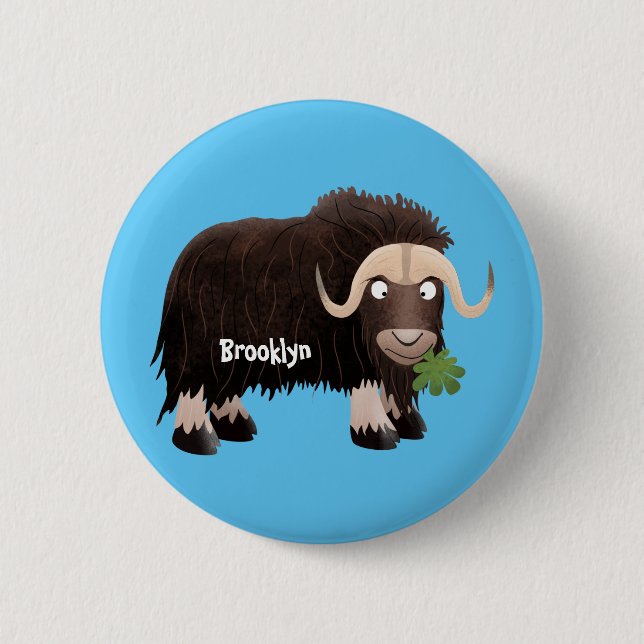 Badge Rond 5 Cm Drôle dessin animé de boeuf musqué (Devant)