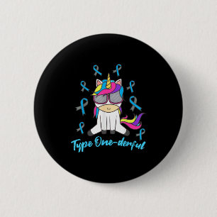 Badge Rond 5 Cm Drôle Diabétique Unicorne Type Drôle 1 Diab