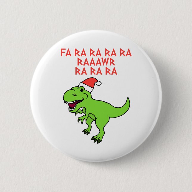 Badge Rond 5 Cm Drôle dinosaure de Noël (Devant)